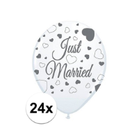 24x Just Married ballonnen 30 cm bruiloft versiering