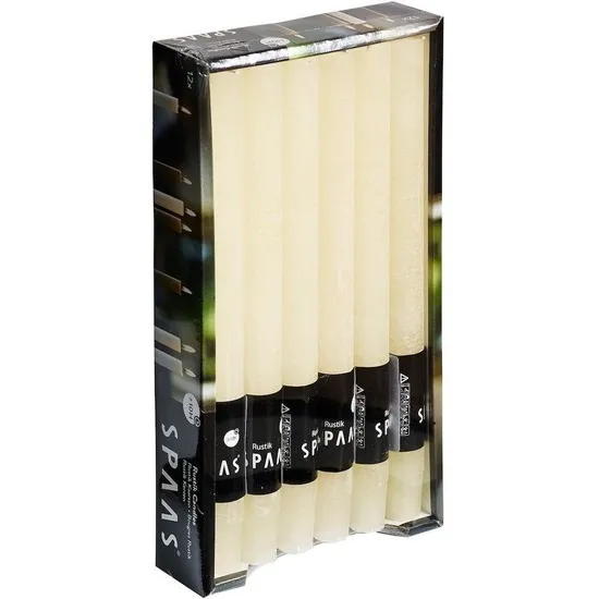 12x Bruiloft ivoorwitte dinerkaarsen 25 cm 10 branduren