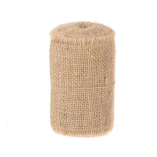 Decoratie lint - jute - op rol - 500 x 10 cm - decoratielint jute stof - hobby