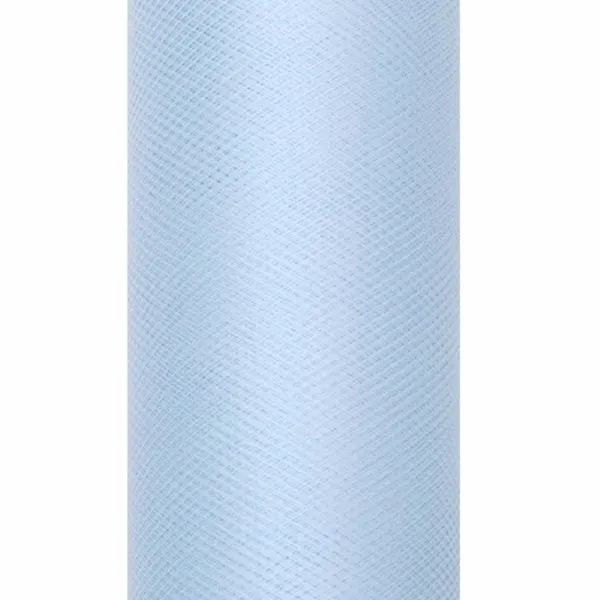 Glitter tule stof - lichtblauw - 15 x 900 cm - hobbyartikelen/knutselspullen - gaatjesstof