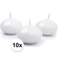 10x Bruiloft/huwelijk drijfkaarsen wit 5 cm