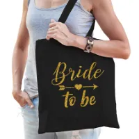 1x Vrijgezellenfeest Bride to be tasje zwart goud/ goodiebag dames