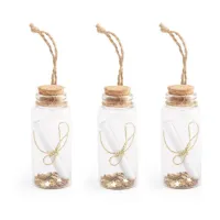 3x stuks decoratie hangers flesjes met perkament flessenpost 7,4 x 3 cm