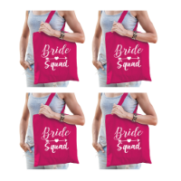 6x Vrijgezellenfeest Bride Squad tasje roze/ goodiebag dames