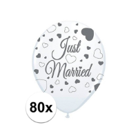 80x Just Married ballonnen 30 cm bruiloft versiering