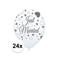 24x Just Married ballonnen 30 cm bruiloft versiering