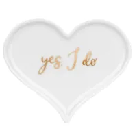 Bruiloft/huwelijk trouwringen schaaltje hart - Yes I do - 13 x 11 cm - alternatief ringkussen