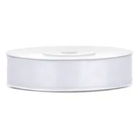 1x Hobby/decoratie wit satijnen sierlint 1,2 cm/12 mm x 25 meter