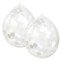Folat Ballonnen - 12x stuks - transparant met confetti - wit - 30 cm - feestartikelen