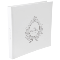 Gastenboek/receptieboek Just Married - zilver/wit - Bruiloft - 24 x 24 cm