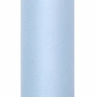 Glitter tule stof - lichtblauw - 15 x 900 cm - hobbyartikelen/knutselspullen - gaatjesstof