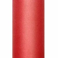 Tule stof op rol - rood - 15 cm x 9 meter - Organza/mesh decoratie stoffen