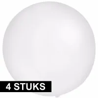 4x ronde ballonnen wit 60 cm voor helium of lucht