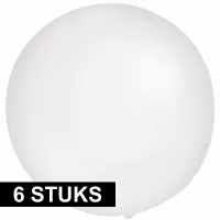 6x ronde ballonnen wit 60 cm voor helium of lucht