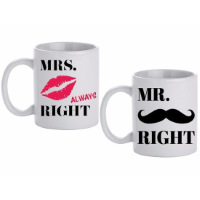 Huwelijk kado beker / mokken set Mr & Mrs Right
