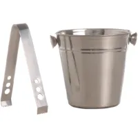Bellatio Design RVS ijsemmertje - Dia 12 cm - met tang voor ijsblokjes