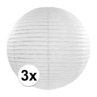 3x Witte bruiloft bol lampionnen van 35 cm