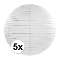 5x Witte bruiloft bol lampionnen van 35 cm