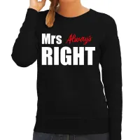 Mrs always right sweater / trui zwart met witte letters dames