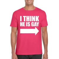 Roze I think he is gay shirt voor heren