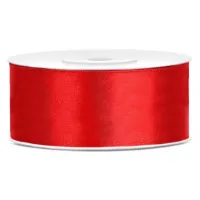 1x Hobby/decoratie rood satijnen sierlint 2,5 cm/25 mm x 25 meter