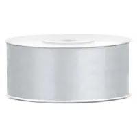 1x Hobby/decoratie zilver satijnen sierlint 2,5 cm/25 mm x 25 meter