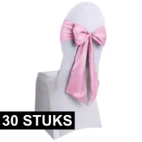 30x Bruiloft stoel decoratie lichtroze strikken
