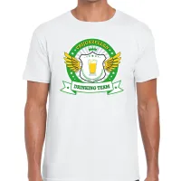 Wit vrijgezellenfeest drinking team t-shirt groen geel heren