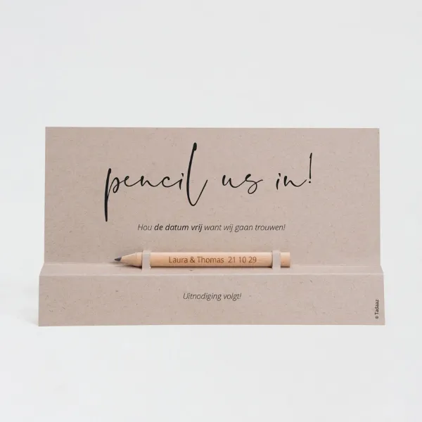 5 x Originele save the date met potlood Trouwen