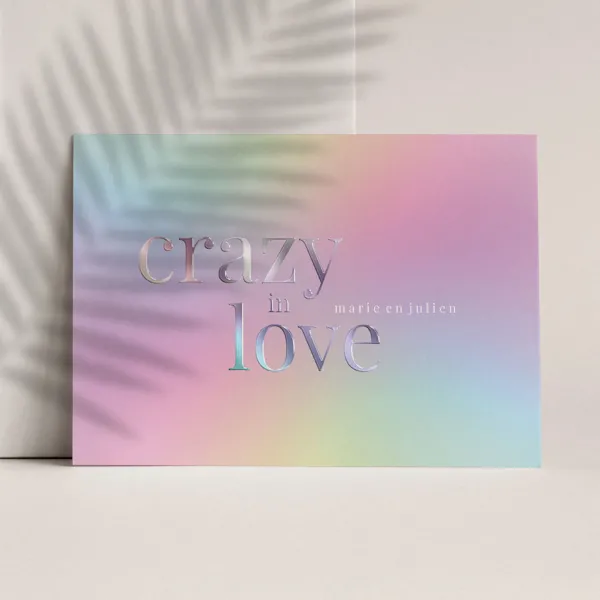 Holografische trouwkaart met folie - Trouwen (proefdruk)