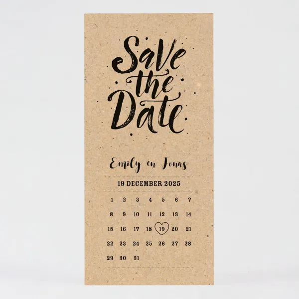 Kalender Save the Date kraft