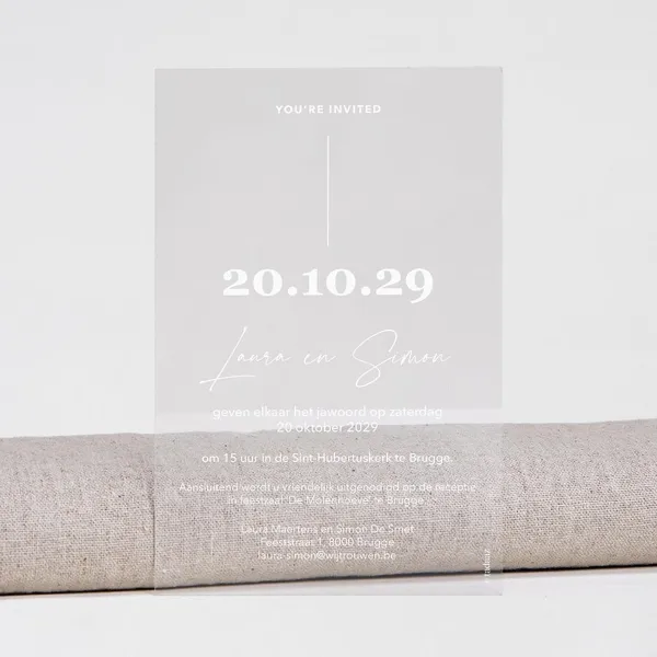 Minimalistische trouwkaart acryl - Trouwen (proefdruk)