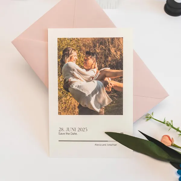 Originele save the date kaart in muziekthema met foto - Trouwen (proefdruk)