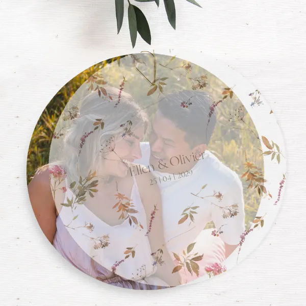 Originele trouwkaart met foto en kalkomslag - Trouwen (proefdruk)