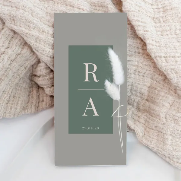 Pocketfold trouwkaart colorblocking (met droogbloemen*) - Trouwen (proefdruk)