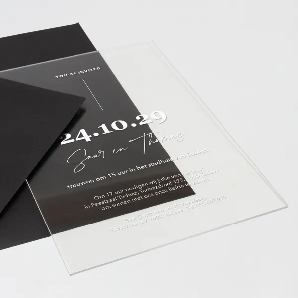 Prachtige acryl trouwkaart - Trouwen (proefdruk)