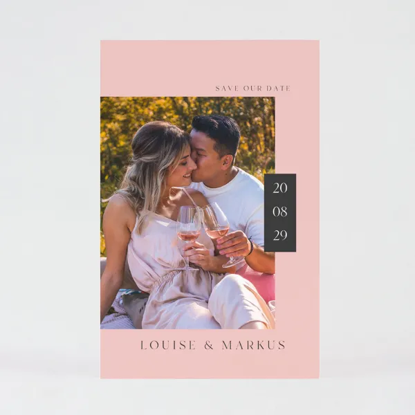 Roze save the date kaart met foto Trouwen (roze) (proefdruk)