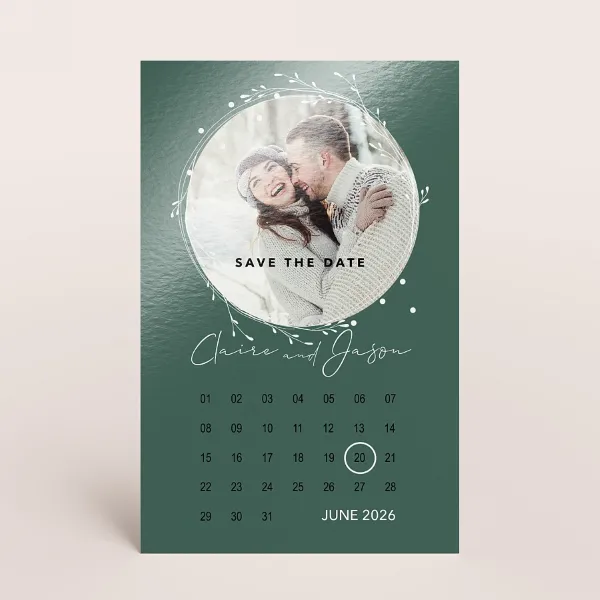 Save the date kerstkaart met foto en kalender - Trouwen (proefdruk)