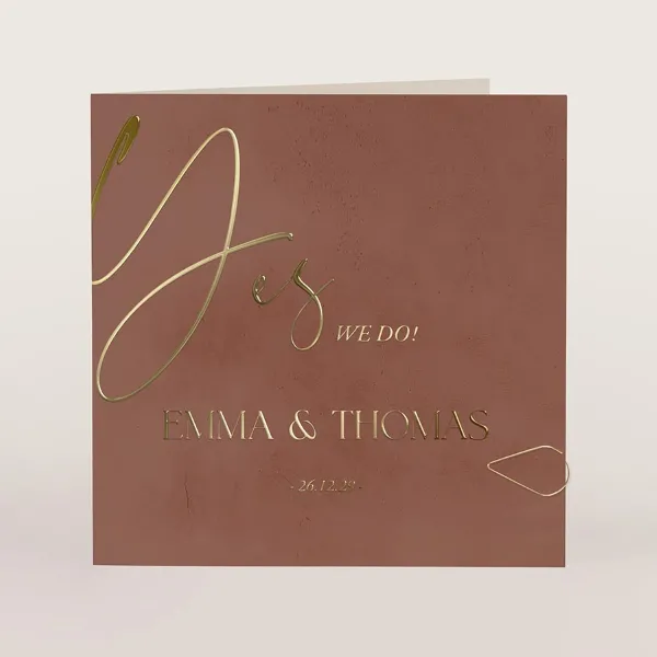 Stijlvolle pocketfold trouwkaart met folie - Trouwen (proefdruk)