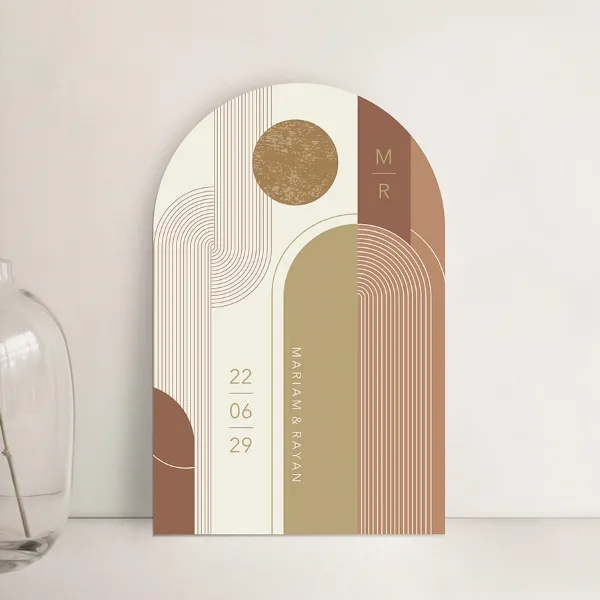 Stolpvormige art-deco kaart met abstracte vormen - Trouwen (proefdruk)