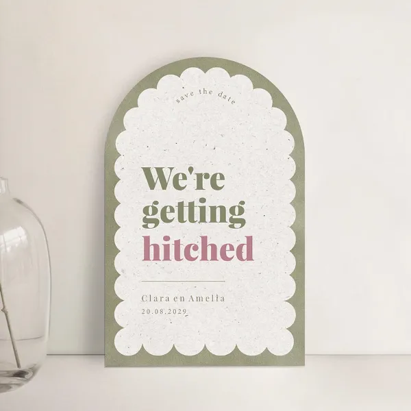 Stolpvormige trouwkaart met quote - Trouwen (proefdruk)