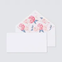 10 x Langwerpige envelop met bloemen voering - Eigen ontwerp