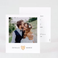 5 x Bedankkaartje bruiloft met foto en houten hartje - Bedankkaartjes Trouwen