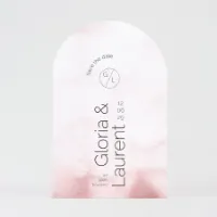 Afgerond save the date kaartje met roze aquarel Trouwen (proefdruk)