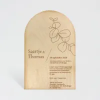 Afgeronde houten trouwkaart - Trouwen (proefdruk)