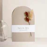 Afgeronde pocketfold trouwkaart kraft (met droogbloemen*) - Trouwen (proefdruk)