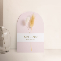 Afgeronde pocketfold trouwkaart roze met goudfolie - Trouwkaarten Trouwen (proefdruk)
