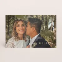 Bedankkaart met foto en namen in goudfolie - Trouwen (proefdruk)
