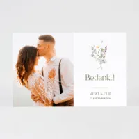 Bedankkaartje bruiloft met foto en bloemenboeketje - Trouwen (proefdruk)