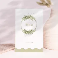 Bohemian geboortekaart witte bloemen en goudfolie (proefdruk)